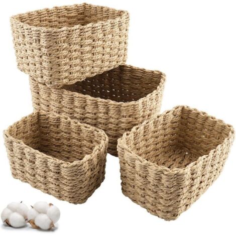 Cestini portaoggetti, set di 4 cestini portaoggetti impilabili per giocattoli per bambini, cosmetici, ideali per l'uso in bagno, cucina