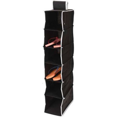 Mobile contenitore sospeso con 6 scomparti, 15 x 30 x H 84 cm, Nero con finiture bianche (1/4)