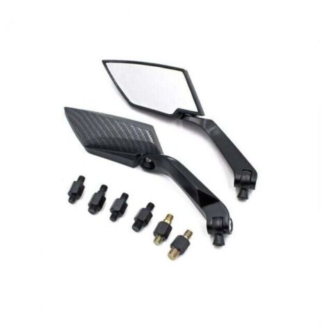 Specchietto retrovisore per moto, universale in alluminio nero, 1 coppia (1/4)