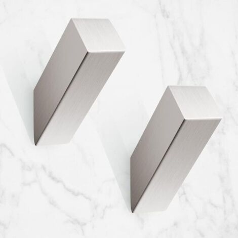Set di 2 ganci per asciugamani in acciaio inox nichel spazzolato, ganci da parete moderni e robusti, gancio per accappatoio argentato per bagno, soggiorno, stile hotel, montaggio a parete