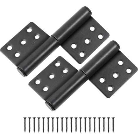 Set di 2 cerniere per porte in acciaio inox 304, cerniere a bandiera a 360 gradi, cerniere a vite, pieghevoli per porte in legno senza battuta e porte interne (nere)