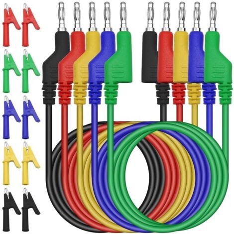 cavi di prova per multimetro da 4 mm, cavo con spina a banana, punte di prova per multimetro, 10 morsetti a coccodrillo isolati, per componenti di cavi di prova per uso automobilistico/industriale/alt