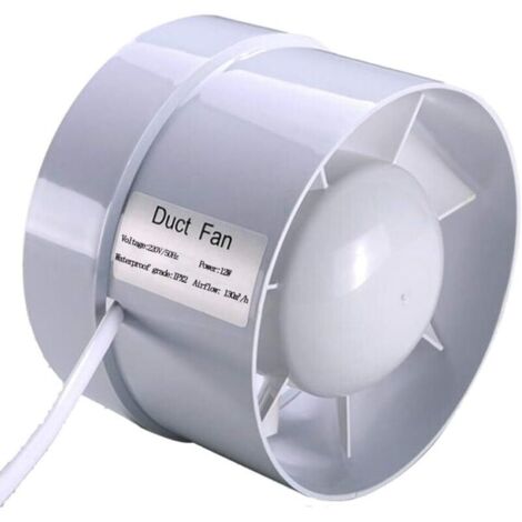 Estrattore d'aria silenzioso da 100 mm, 12 W, 130 m³/h, ventilatore a condotto a flusso misto a risparmio energetico per bagni, prese d'aria, serre, tende (4 pollici)