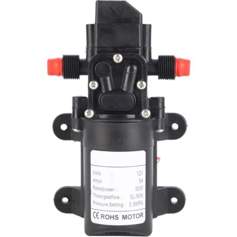 Pompa dell'acqua 12V DC, pompa dell'acqua autoadescante a membrana ad alta pressione da 5 l/min, 60 W, 116 psi, per auto, barca, roulotte, camion (1/4)