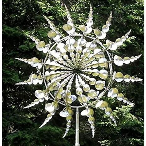 Scultura cinetica, mulino a vento magico in metallo unico con girandole da giardino in acciaio inossidabile per la decorazione del patio