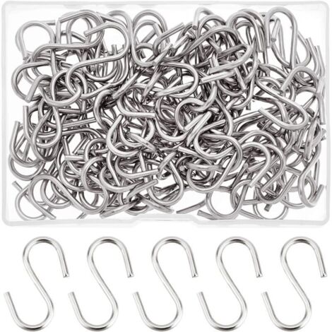 Confezione da 100 ganci a S in acciaio inox 304, piccoli ganci a S in metallo, ganci per appendere piccoli oggetti, chiavi, gioielli, borse leggere, 29 x 2 mm (1/4)