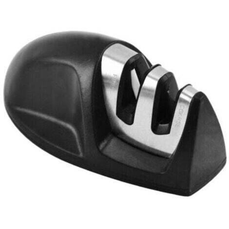 Affilacoltelli da cucina professionale 2 in 1 (nero) - Affilacoltelli manuale per coltelli in acciaio inossidabile e ceramica di tutte le dimensioni, base antiscivolo (1/4)