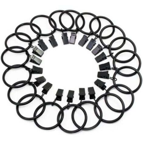 (Nero, diametro interno 38 mm) 20 anelli per tende a clip, anelli in acciaio inossidabile per appendere tende con clip per decorazioni con tende e quadri