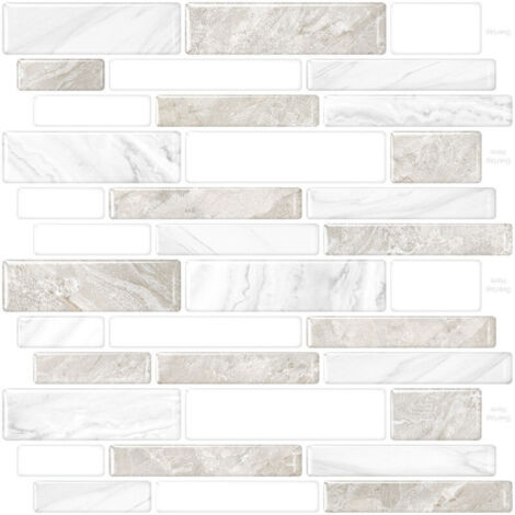 Set di 10 adesivi murali 3D, effetto piastrelle, autoadesivi, adatti per cucine e bagni, 30x30 cm