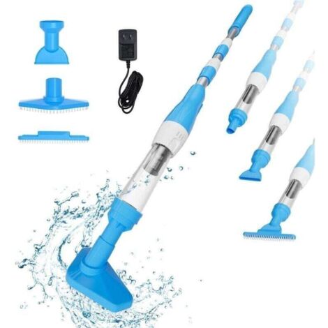 Aspiratore per piscina senza fili 3 in 1, pulitore per piscina a batteria ricaricabile con funzione spazzola e lavaggio, aspirapolvere elettrico portatile per piscina, spa, jacuzzi, blu