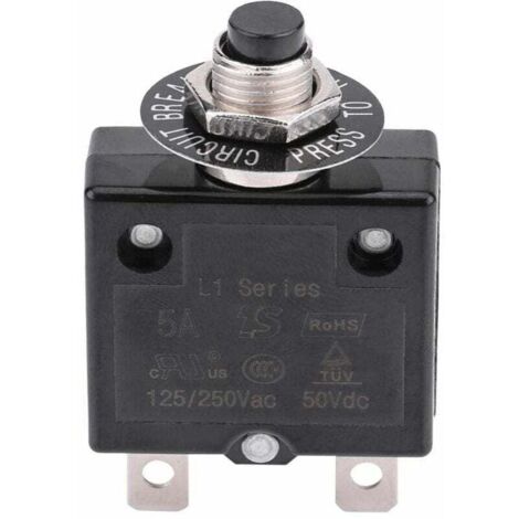 Interruttore automatico da 20 A con interruttore di ripristino termico opzionale, 125-250 V CA 50 V CC, interruttore automatico a pulsante con protezione da sovracorrente.