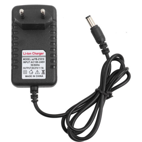 Adattatore per caricabatterie agli ioni di litio da 21 V/1 A con nucleo in rame spesso, caricabatterie adattivo per batterie al litio, spina europea.