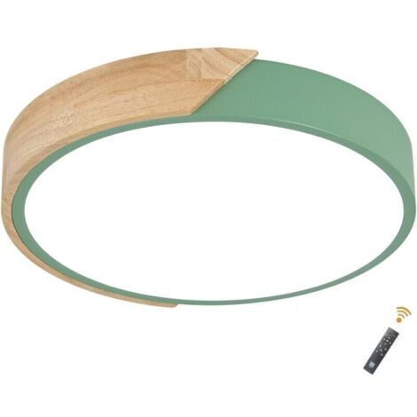 Plafoniera LED rotonda moderna in legno, 24W, 2400 lm, bianco freddo 6500K, design macaron, illuminazione per camera da letto, cucina, soggiorno, balcone, corridoio, 30 x 5 x 30 cm (verde)