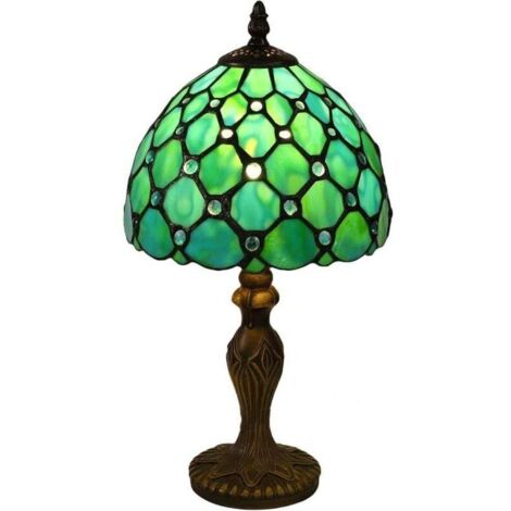 Lampada Tiffany, lampada decorativa vintage in vetro colorato, lampada da scrivania, lampada da comodino, lampada da lettura, lampada da tavolo, per camera da letto e soggiorno, con lampadina E27 (1/4)