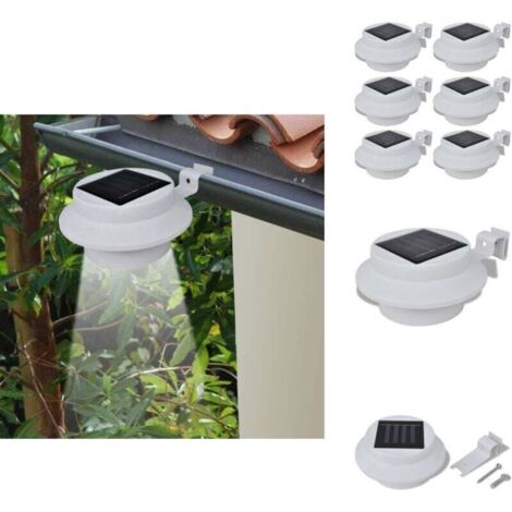 Set di 6 luci solari per recinzione e grondaia, bianche - Lampada solare - Illuminazione esterna - LED - Luce solare - Lampada solare