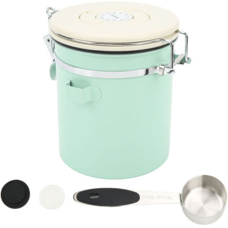 Set di contenitori da appoggio per la cucina, barattolo per caffè verde menta, contenitore ermetico in acciaio inossidabile per alimenti con rotella per datteri per tè e noci (1,5 l)