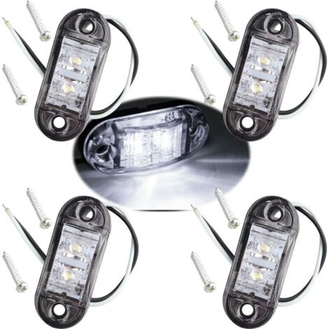 pezzi Luci di posizione laterali a LED ovali bianche IP65 12V/24V Luci anteriori e posteriori universali Indicatori di posizione per camion, rimorchi, furgoni, roulotte, auto, autobus, barche (1/4)