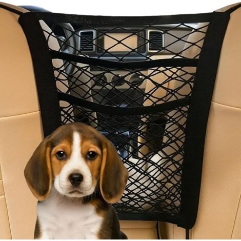 Set di 2 barriere di sicurezza per cani per auto, rete di sicurezza per animali domestici a 3 strati per il sedile posteriore, accessori auto espandibili per SUV/camion/bagagliaio