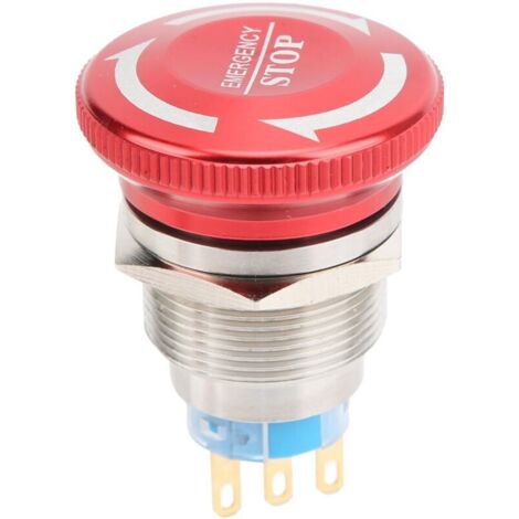 Pulsante di arresto di emergenza impermeabile da 22 mm, interruttore a pulsante autobloccante a testa di fungo (3 pin)