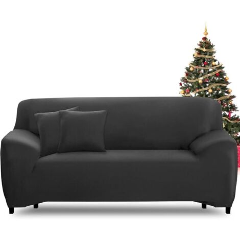 Copridivano elasticizzato a 3 posti, vestibilità universale con braccioli, lavabile, antiscivolo, protezione elastica, decorativo, grigio scuro