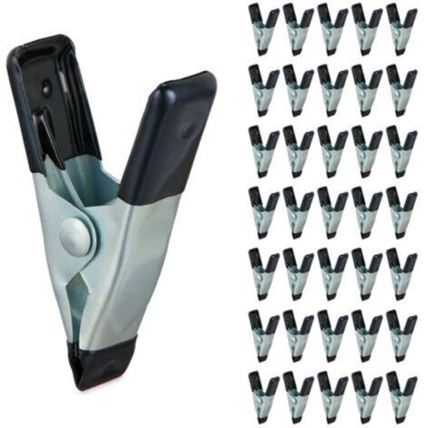 Set di 36 morsetti, clip per colla per fai da te, modellismo, in metallo, larghezza di serraggio 20 mm, piccole clip nere (1/4)