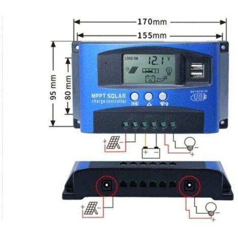 Regolatore di carica solare da 40 A, controller per batteria per pannelli solari da 12 V e 24 V con USB e display LCD (40 A)