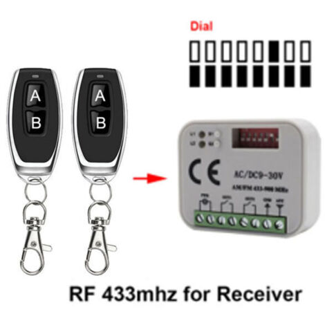 Ricevitore multifrequenza 9-30V 10A 300-900 MHz con finecorsa remoto, interruttore di comando remoto per motore CC avanti e indietro per porta avvolgibile (2 telecomandi) (1/4)