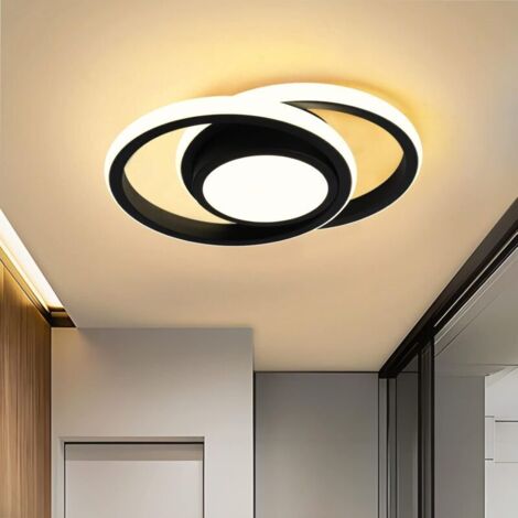 Plafoniera LED minimalista per camere da letto, scale, balconi e ingressi – Due faretti rotondi neri con tre opzioni di cambio colore – 32W (1/4)