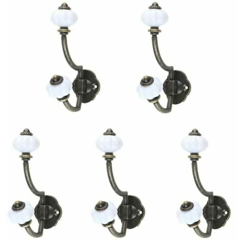 Portasciugamani, set di 5 ganci da parete in stile rustico, realizzati in ceramica color bronzo retrò. (1/4)