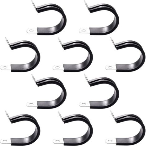 10 pezzi di fascette a P da 28 mm con rivestimento in gomma, fascette stringitubo in acciaio inox 304, fascette a P per tubi e cavi