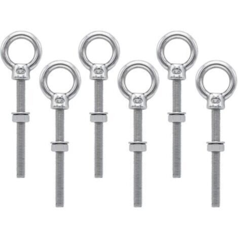 Viti ad anello metriche in acciaio inox M6 per fissaggio e sospensione (6 pezzi)