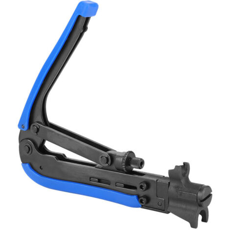 Pinza di compressione universale, pinza crimpatrice per connettori F RG59/RG6/RG11/75-5/75-7 Pinza crimpatrice coassiale regolabile, acciaio temprato (blu) (1/4)