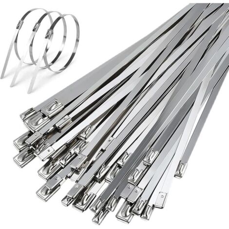50 fascette stringicavo resistenti da 500×4,6 mm in acciaio inossidabile, autobloccanti, ideali per avvolgere tubi di scarico, raggruppare cavi e fissare tende da sole e recinzioni. (1/4)