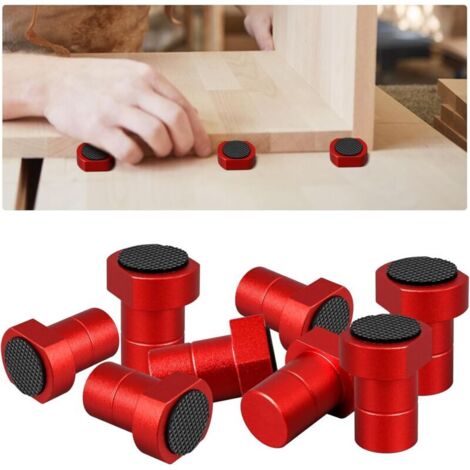 Set di 8 perni di fissaggio da banco in lega di alluminio, 19/20 mm, per lavorazione del legno con cuscinetto antiscivolo, per banco da lavoro, banco da falegnameria, attacco per pialla (rosso, 20 mm)