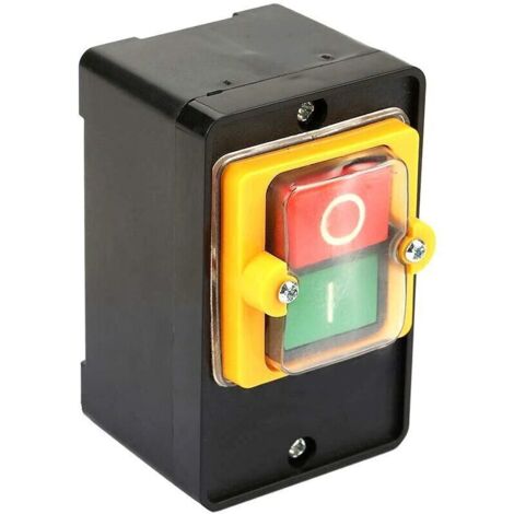Interruttore a pulsante, interruttore di avvio/arresto motore AC 220V/380V 10A, interruttore on/off a due pulsanti impermeabile con staffa per scatola antipolvere. (1/4)
