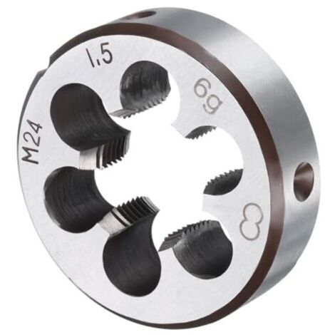 Filiera tonda M24 x 1.5, filettatura metrica destrorsa, acciaio legato, utensile per riparazione filettature.