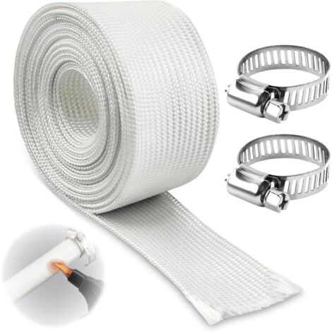 Tubo di scarico isolato da 200 cm, guaina in fibra di vetro resistente alle alte temperature da 25 mm, con 2 fascette, tubo di scarico per riscaldatore auto, per generatore e riscaldatore ausiliario.