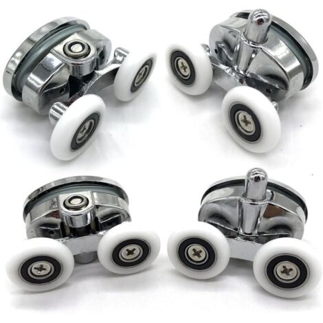 Set di 4 rotelle per porta doccia – doppia ruota – ovali – a forma di farfalla (23 mm)