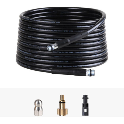 Kit professionale con sturalavandino da 15 m per idropulitrici Kärcher, con ugello a getto e ugello rotante, compatibile con accessori Kärcher K2/K3/K4/K5/K6/K7. (1/4)