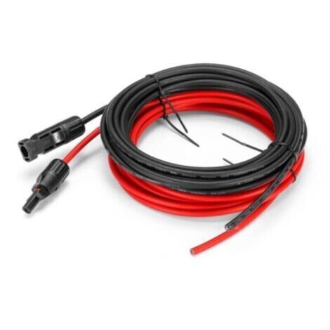 Kit di adattatori per cavo di prolunga per pannello solare AWG 12 con connettori MC4 maschio e femmina (5 m rosso + 5 m nero)