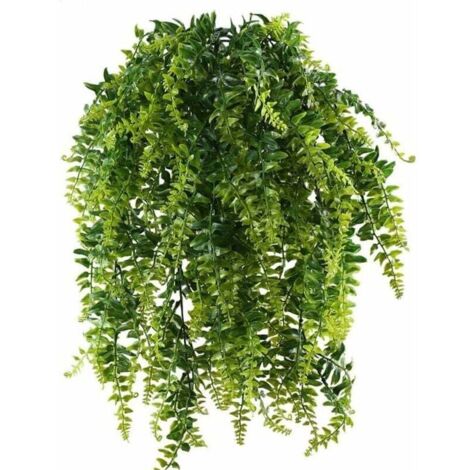 Felce artificiale pendente da 90 cm, ghirlanda di edera artificiale in plastica, foglie verdi, pianta rampicante, finta felce di Boston per parete, casa, cesto appeso