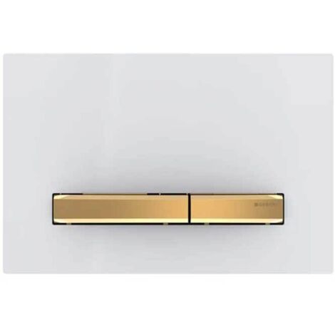 Placca Geberit Sigma50 Square Bianco / Ottone Doppio Tasto 115.672.11.2 Ottone (1/3)