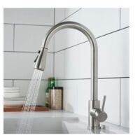 Rubinetto da cucina con doccetta estraibile, miscelatore da cucina in acciaio inox spazzolato, girevole a 360°, rubinetto per lavello da cucina