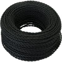 Cavo elettrico tessile da 10 m, corda di canapa intrecciata retrò 2 x 0,75 mm², 2 fili ritorti, per progetti di sospensione fai da te / Nero