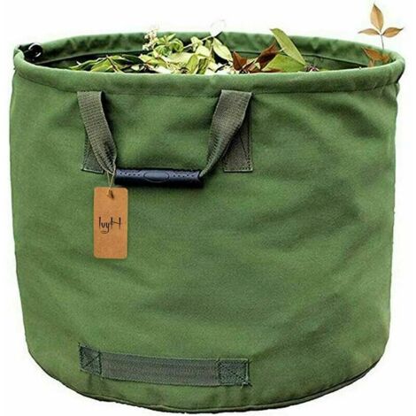 125 l robuster Gartensack mit Griffen, grüner Laubsammelsack aus Militär-Canvas (H 45,7 cm, T 55,8 cm), DEBUNS
