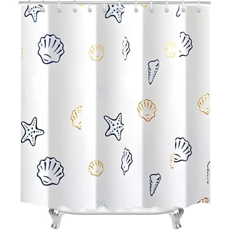 Rideau de douche 80 x 180 cm à motif marin, ourlet lesté, résistant à la moisissure (1/5)
