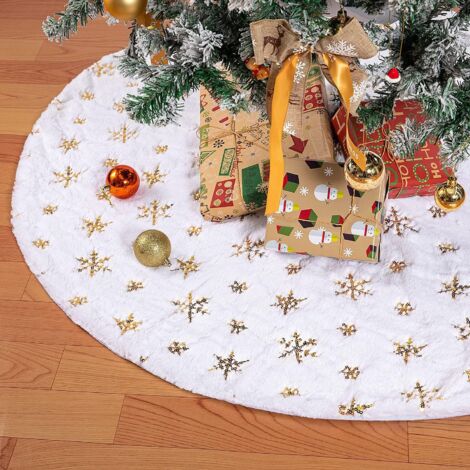 Jupe de sapin de Noël de 120 cm, tapis de sapin de Noël en fausse fourrure blanche (1/5)