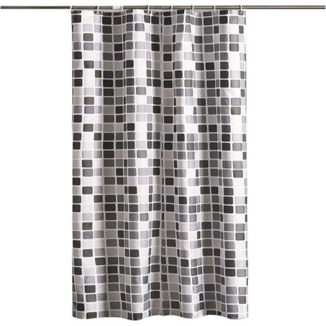 Rideau de douche, rideau de douche noir et blanc, rideau de douche mosaïque (1/5)