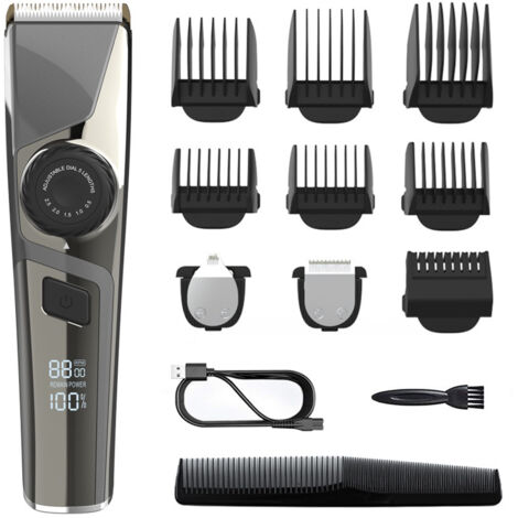 Tondeuse à cheveux professionnelle sans fil pour hommes avec 6 sabots de fixation (1/5)