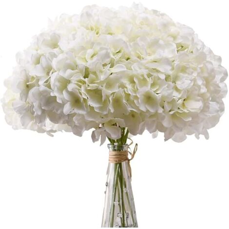 Fleurs d'hortensia blanches filigranées, paquet de 10, blanc ivoire, entièrement hygroscopiques